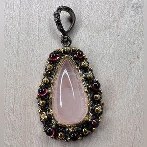 Perfect rose quartz .925 sterling silver handcrafted pendant